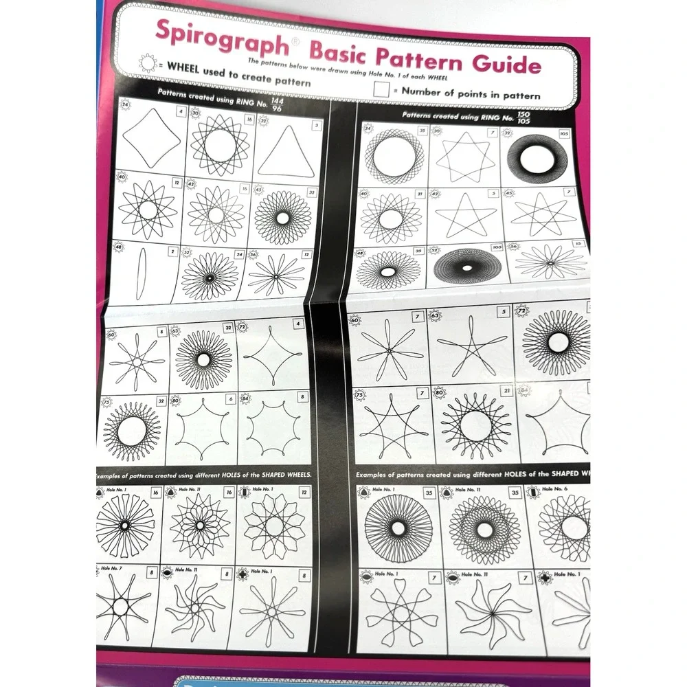 Hasbro Spirograph Blue Replacement Shaped Wheels Rings Rack Instructions Paper
